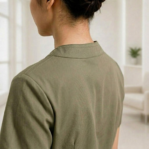 Ensemble de blouses médicales d'hôpital tissées unisexe col en V doux respirant anti-boulochage détection des étrangers en polyester viscose élasthanne uniforme - Product Image 6