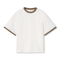 T-shirt en jersey streetwear color block, design contrastant, col rond, décontracté, 100% coton, impression numérique, logo personnalisé