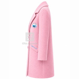 Manteau long en laine personnalisé Jack and Jill of America avec logo brodé sur le devant, couleur bleu clair et rose, manches longues, pour femme - Product Image 4