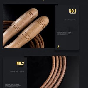 Cuerda de saltar de 9 pies de velocidad personalizada, manijas de madera ajustables para ejercicio pesado, cuero inteligente para Fitness, PP, venta al por mayor, cuerda de saltar de madera - Product Image 6