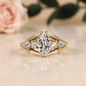 Luxury HIPHOP SPARKLE Gold Marquise Cut Bypass <b>Ring</b> Sculpted Split Shank Pave Moissanite Curves Elegant Modern <b>Statement</b> - Product Image 1