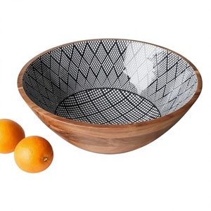 Cuencos para Ensalada de Madera de Acacia Real, Ecológicos, Pulidos y Personalizados, Vajilla Vintage para Fiestas, Decoración de Mesa para el Hogar, Precio Económico - Product Image 1