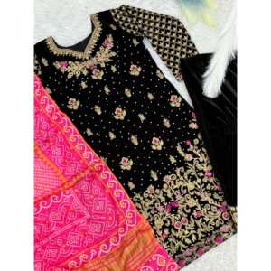 Ensemble de tailleur pour femme de créateur avec broderie et haut de travail riveté Moti & Plazzo avec Dupatta - Product Image 6