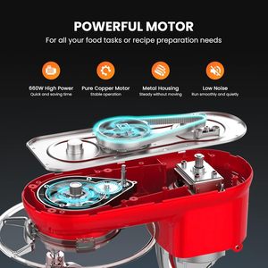 Batteur sur socle inclinable 660W 6 litres avec 10 vitesses, crochet pétrisseur, fouet, fouet en fil métallique et séparateur d'œufs - Product Image 2