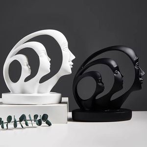 Escultura Facial Abstracta Moderna Nórdica, Decoración Artística de Resina Ecológica para Sala de Estar y Vinoteca, Estilo Ángel - Product Image 5