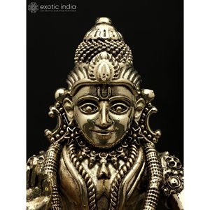 Statue en laiton Ayyappan de petite taille (6 pouces) d'Inde, sculpture exquise d'Inde - Product Image 3