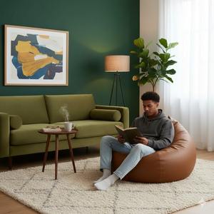 เก้าอี้บีนแบ็กหนังพรีเมียม - ของขวัญงานแต่งงานดิวาลี พร้อมโลโก้สั่งทำ ที่นั่งนุ่มสบายสำหรับห้องนั่งเล่น ห้องนอน สำนักงาน - Product Image 4