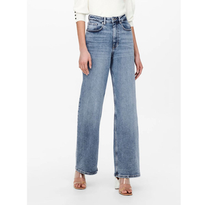 Pantalones Vaqueros de Mezclilla para Mujer al por Mayor, Cintura Alta, Corte Recto, 100% Algodón Ecológico, Largos, Color Personalizado, Servicio OEM - Product Image 1
