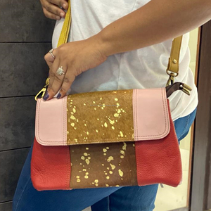 Sac à main en cuir véritable pour femmes, sacoche à bandoulière en cuir véritable, sacoche en fourrure métallique, Unique et élégante - Product Image 2