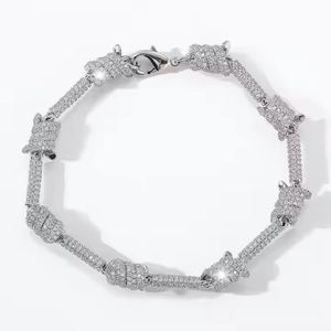 Collar de Cadena Cubana de Doble Hilera Estilo Hip Hop con Incrustaciones de Diamantes Moissanite VS1, Chapado en Oro Blanco sobre Plata 925, Joyería Unisex para Raperos - Product Image 6