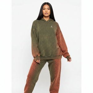 Conjunto de Sudadera y Pantalones de Felpa de Algodón Oversize para Mujer, Manga Larga, Casual, Invierno, Chándal Holgado de Color Liso - Product Image 1
