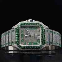 Montre Hip Hop de Luxe en Moissanite Style Designer, Entièrement Sertie de Pierres