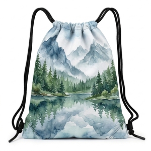 Mochila con cordón de poliéster con estampado espacial de galaxia, bolsa deportiva ligera con cordón para actividades escolares al aire libre - Product Image 2
