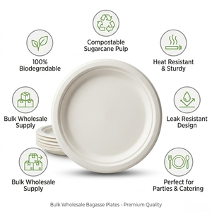 Platos Biodegradables de Bagazo al por Mayor |   Platos Desechables Ecológicos de Pulpa de Caña de Azúcar para Fiestas, Catering y Uso Diario, Suministro al por Mayor - Product Image 5