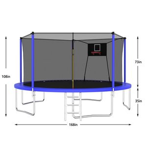 Trampolino Sportivo da 14 Piedi con Rete di Protezione, Trampolini Ricreativi per Uso Esterno e Interno, per Parchi Trampolino - Product Image 3