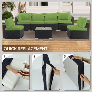 Set di 14 Copricuscini da Esterno per Divano Sezionale in Rattan (6 Posti) - 7 Pezzi (6 Posti) - Coperture Comode per Cuscini e Schienali - Product Image 5