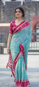 Sari de Diseño Indio Dul Moss Silk, el Más Vendido, con Elegante Trabajo Jari, Estilo Étnico, Blusa de Exportación de Última Tendencia, Boutique Exclusiva - Product Image 4