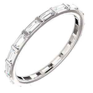 Anillo de Boda Geométrico de Eternidad Completa con Bisel, Moissanita de Corte Baguette, Plata de Ley 925, Apilable, para Compromiso y Aniversario - Product Image 1