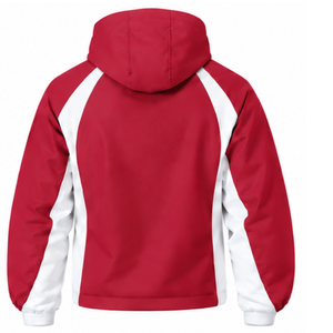 Crimson Red <b>White</b> Panel Hooded <b>Jacket</b> Full Zip Custom Athletic Windbreaker Lightweight Training Sportswear Team Outdoor <b>Jacket</b> - Product Image 2