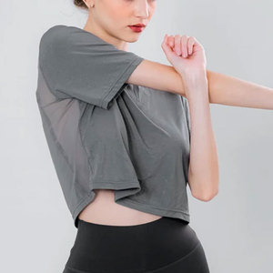Haut court de sport pour femme OEM, coupe ajustée, 100 % coton, séchage rapide, personnalisable en couleur et logo - Product Image 4