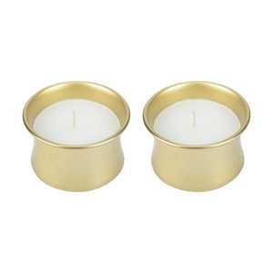 Juego de 2 Portavelas de Hierro Forjado Ember, Duraderos y Ecológicos, Acabado Martillado en Cobre Dorado, Estilo Cuenco Decorativo para el Hogar - Product Image 4
