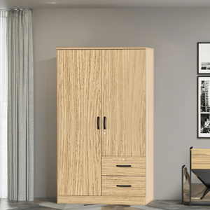 FURNIZONE Moderno y Contemporáneo Armario de Madera de 2 Puertas y 2 Cajones, Ahorra Espacio, Montaje en Suelo, Desmontable, Color Personalizado, para Dormitorio - Product Image 1