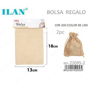 Sac cadeau Ilan effet lin 13x18 cm couleur lin N2 2 pièces - Product Image 1