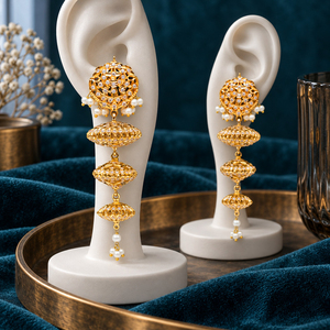 Pendientes de Filigrana Dorada de Tres Niveles de Calidad Premium, Venta al Por Mayor, Fabricante - Product Image 1