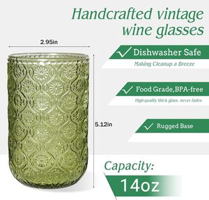 Vasos de Vidrio de Boca Ancha, Portátiles, Vintage, con Grabado de Flor de Manzano, para Bar, Hotel, Viajes, Bodas, Regalos - Product Image 4