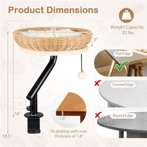 Cuccia per Gatti da Scrivania Girevole a 360 Gradi 2-in-1 con Sfera Sonora - Naturale + Nero + Bianco - Product Image 6