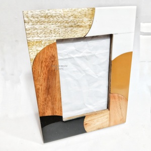 Navy Blue White Luxury Wood Resin Inlay <b>Photo</b> <b>Frame</b> Acrylic Picture <b>Frame</b> with Brass Inlay Natural Look <b>Multiple</b> Sizes Available - Product Image 6