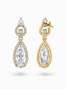 Pendientes de Oro de 18K con Diamantes en Corte Pera y Perlas de Agua Dulce para Mujer, Joyería Clásica para Bodas - Product Image 5