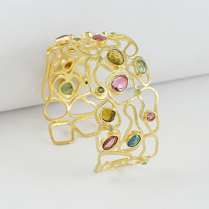 Bracelet en argent sterling 92,5 plaqué or avec tourmaline pour femme, idéal pour les fiançailles, les mariages et les fêtes - Product Image 2