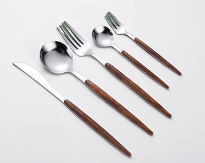 Elegant Cutlery Set In Stainless Steel With Wooden Handle <b>Mirror</b> Polish Dishwasher Safe Perfect For Restaurant Dining And Hotel - Product Image 1