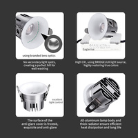 Spot LED 7W pour hôtel, design incurvé, Ra92, CRI élevé, respectueux des yeux, downlight LED encastré modulaire en aluminium