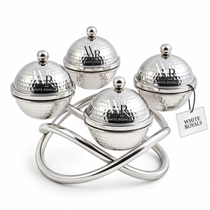 Bols à bonbons en métal sculpté avec des dessus en dôme martelé et une base artistique | Service de table élégant pour dattes, chocolats, noix, bonbons, fruits secs - Product Image 1