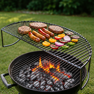 Heavy Duty Half Moon Stainless Steel <b>BBQ</b> <b>Grill</b> Grate Portable Raised Charcoal Barbecue Rack for Outdoor Cooking - Product Image 2