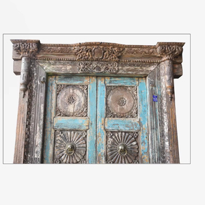 Haswani Handicrafts Antique Wooden <b>Door</b> Frame Handcrafted <b>Rustic</b> Vintage Entry <b>Door</b> Solid Wood Interior Exterior Waterproof - Product Image 1