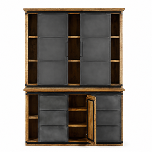 Manish Art Handicrafts Aparador Moderno de Lujo, Duradero, de Madera Maciza de Mango, con Puertas de Vidrio y Tiradores de Hierro, Mueble de Almacenamiento para el Hogar - Product Image 3