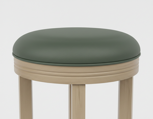 Tabouret de bar rond moderne en bois d'hévéa massif, chaise de bar contemporaine à structure ronde en bois d'hévéa, tabouret de bar en bois durable au design entièrement rond - Product Image 3