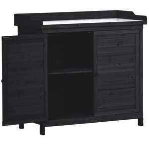 39\" Rustic Garden Potting Bench Table Outdoor Wood Workstation with Storage Cabinet Garden Shed 2 Tier <b>Shelves</b> Side <b>Hook</b> - Product Image 6