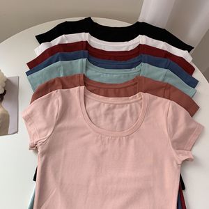 Venta Directa de Fábrica, Camisetas Básicas de Manga Corta para Mujer, Top Corto, Camisetas Deportivas con Cuello Redondo - Product Image 6