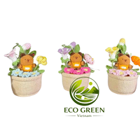 Plantes en pot au crochet personnalisées en gros, fleurs en fil tricoté faites à la main, mini décorations florales pour la maison, le bureau et les boutiques de cadeaux pour la vente au détail