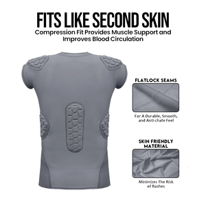 Maillot de football américain à compression avec rembourrage des épaules et des côtes – Vêtement de performance athlétique haut de gamme – Maillots de football - Product Image 4