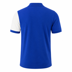 เสื้อโปโลผู้ชายสีตัดต่อแบบกำหนดเอง 220 GSM PQ ผ้ารังผึ้ง 60% คอตตอน 40% โพลีเอสเตอร์รีไซเคิล คอและปลายแขนเสื้อแบบริบ OEM เสื้อโปโลสำหรับเล่นกีฬา - Product Image 2
