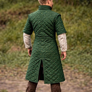 Green Medieval Gambeson Padded Jacket Costume For Reenactment Historical Training Protective Thick <b>Quilted</b> Coat - Product Image 4