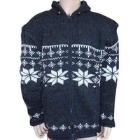 Veste d'hiver à capuche en laine 100% pour homme avec doublure en polaire coupe-vent style hip hop à rayures faite à la main au Népal