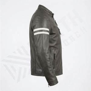 Chaqueta de piel de oveja pura para hombre, estilo bomber, para invierno, acolchada, entallada, reversible, impermeable, curtida, de alta calidad. - Product Image 3