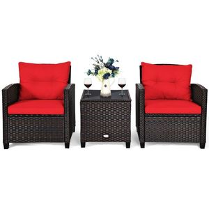 3 Piece Rattan Patio Furniture Set with Washable Cushions for <b>Garden</b> <b>Sofas</b> - Product Image 4