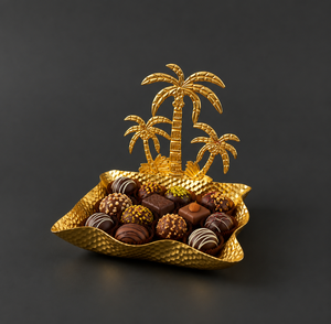 Bandeja de Servir de Metal Dorado con Forma de Palmera, Bandeja Irregular para Postres, Plato de Lujo para Chocolates y Dátiles, Bandeja para Dátiles para Bodas y Fiestas - Product Image 1